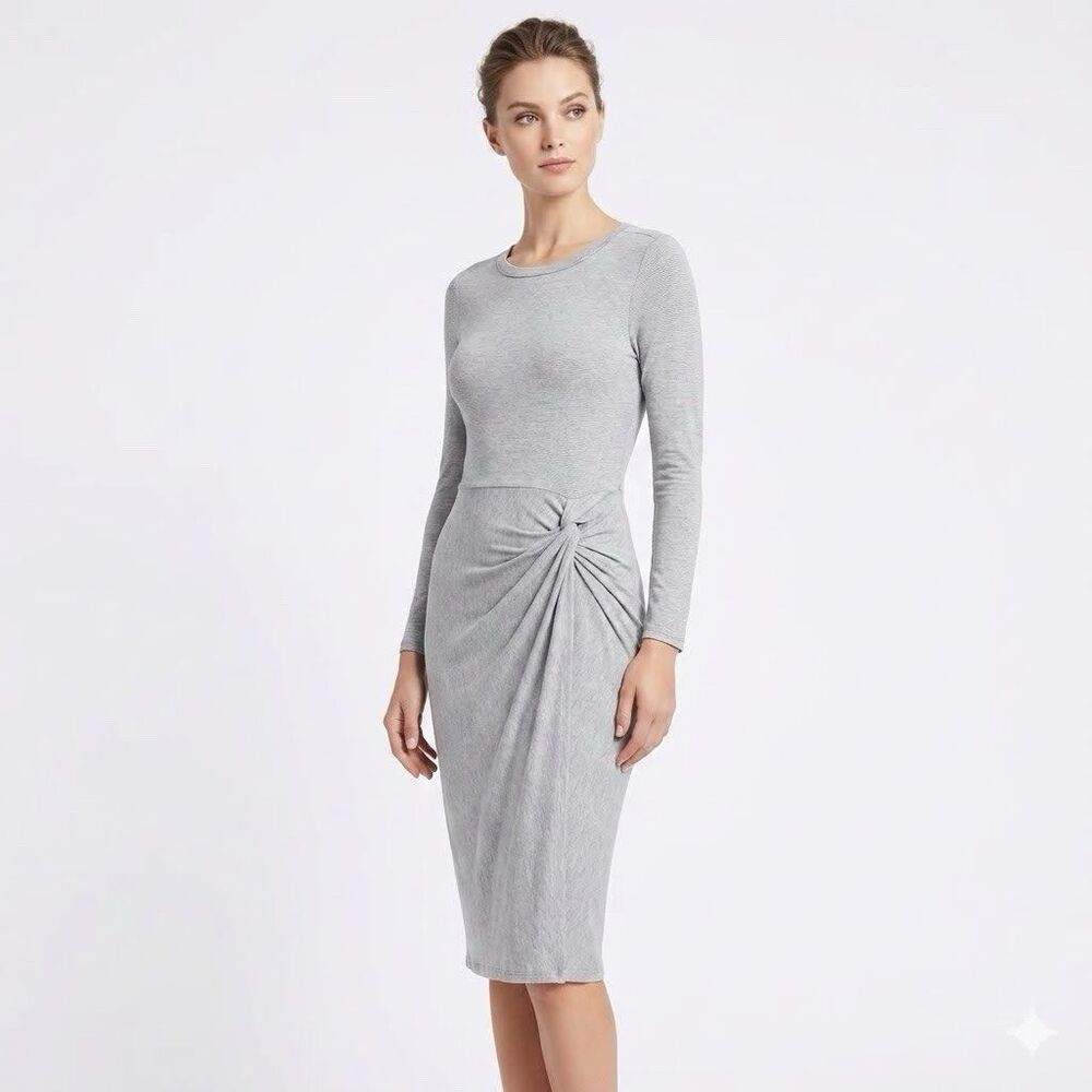 AMADI Women's Gray Rayon Blend Jersey Casual Career Office Dress Size XS